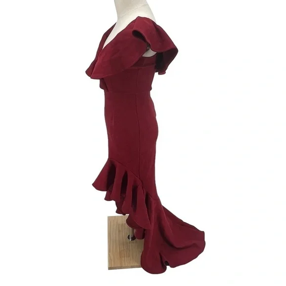 NWT Fashion Nova Wine La Flamenca High Low Ruffled Dress Size XS Women’s - Picture 3 of 10